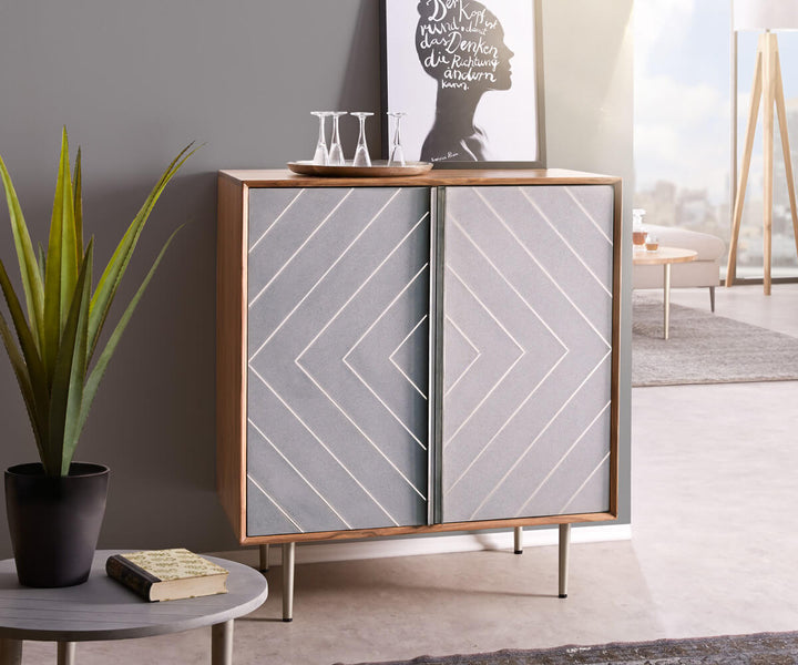 Sideboard Textro 88 cm Akazie Natur Beton Edelstahl