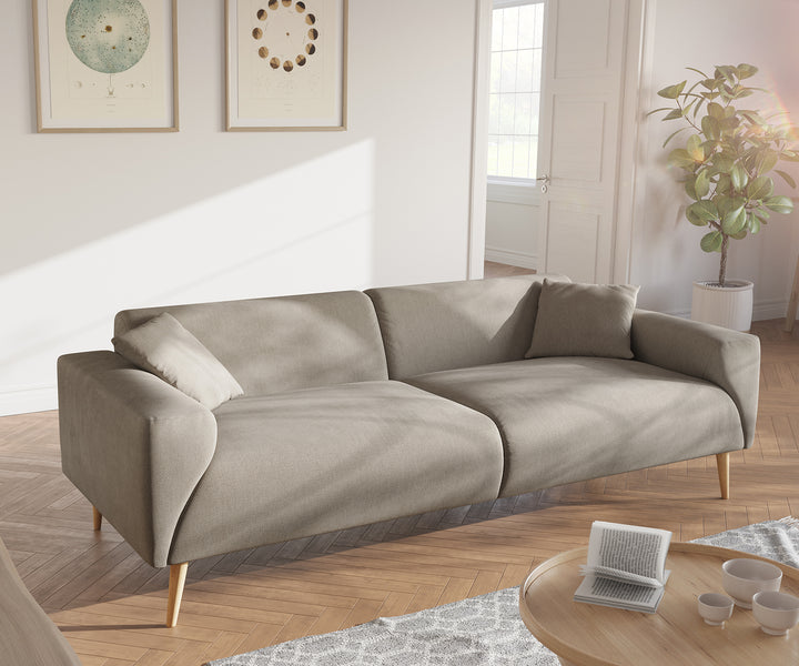 Sofa Svenya Mikrofaser Beige 220x90 cm 3-Sitzer