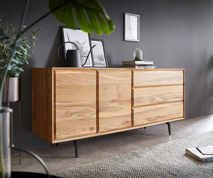 Sideboard Shakira 170 cm Akazie Natur Metall schwarz